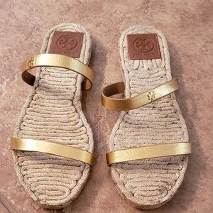 Tory Burch Gold Espardille sandals